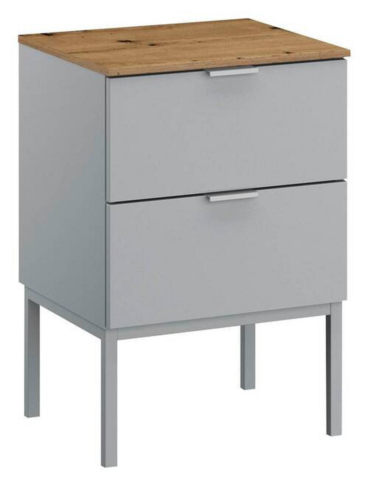 NACHTKÄSTCHEN 40/68/42 cm  in Grau, Eichefarben  - Eichefarben/Alufarben, Trend, Holzwerkstoff/Metall (40/68/42cm) - Stylife