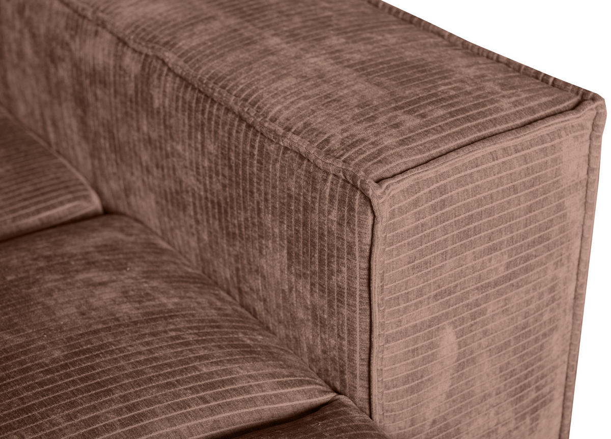 BIGSOFA Flachgewebe Altrosa  - Chromfarben/Altrosa, KONVENTIONELL, Textil/Metall (256/68/122cm) - Carryhome