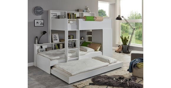 ETAGENBETT 90/200 cm  - Braun/Weiß, Design, Holzwerkstoff (90/200cm) - Xora