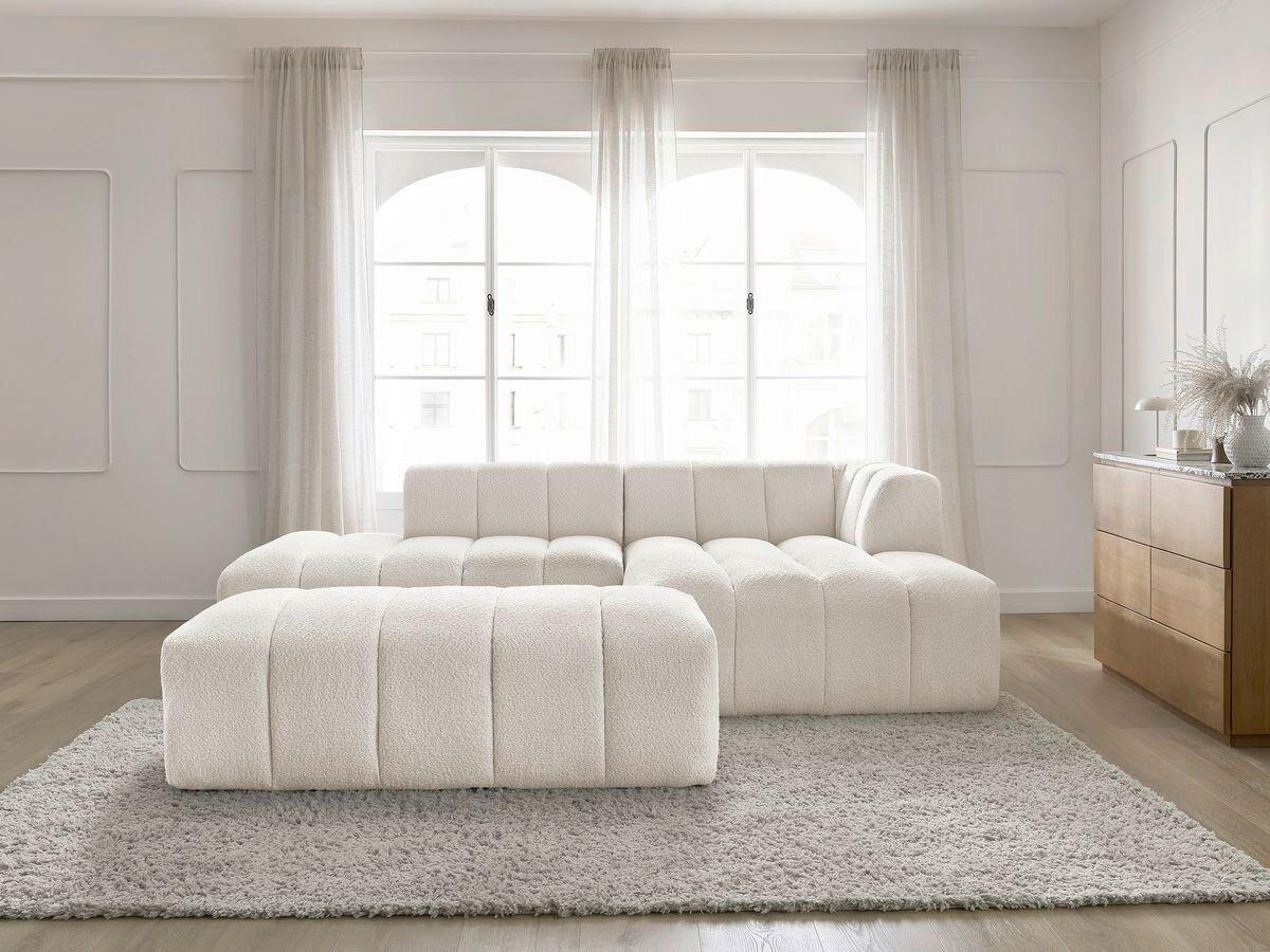 ECKSOFA  ANNECY Weiß Bouclé  - Schwarz/Weiß, MODERN, Kunststoff/Textil (262/170cm)