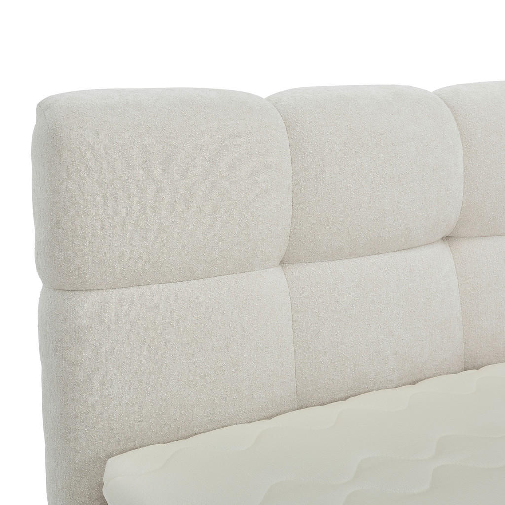 Thumbnail - Moderano Boxbett, Ecru, Textil, Tanne, Hartholz, H3 + H4, 5-Zonen, Höhe ca. 24 cm, 160x200 cm, gepolstertes Kopfteil, To...