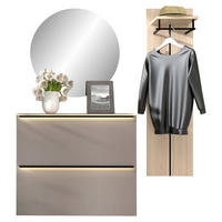 GARDEROBE 3-teilig  in 157/195/37 cm  - Eichefarben/Grau, Design, Glas/Holzwerkstoff (157/195/37cm) - Voleo