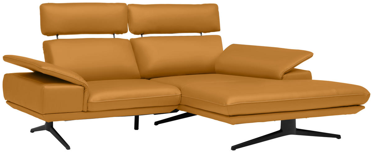 ECKSOFA in Echtleder Goldfarben  239/150 cm  - Beige/Goldfarben, Design, Leder/Metall (239/150cm) - Koinor