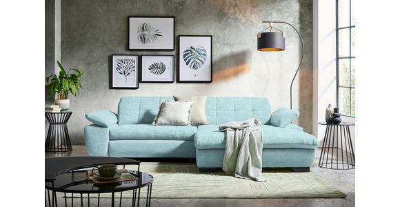 ECKSOFA  in Webstoff Türkis  265/180 cm  - Türkis/Schwarz, Design, Textil/Metall (265/180cm) - Carryhome