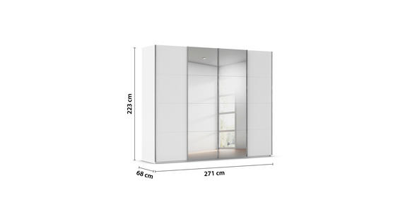 SCHWEBETÜRENSCHRANK 271/223/68 cm 4-türig Weiß  - Chromfarben/Weiß, Design, Holzwerkstoff/Metall (271/223/68cm) - Novel