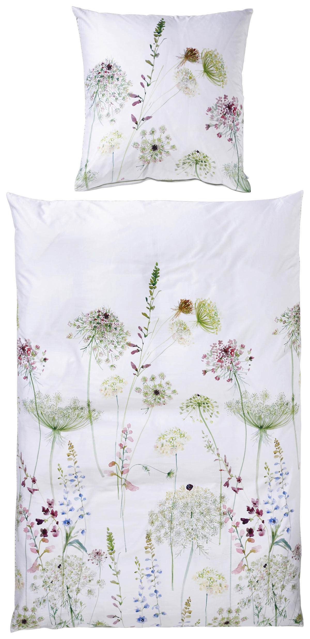 WENDEBETTWÄSCHE Meadow Makosatin 155/220 cm  - Multicolor, LIFESTYLE, Textil (155/220cm) - Estella