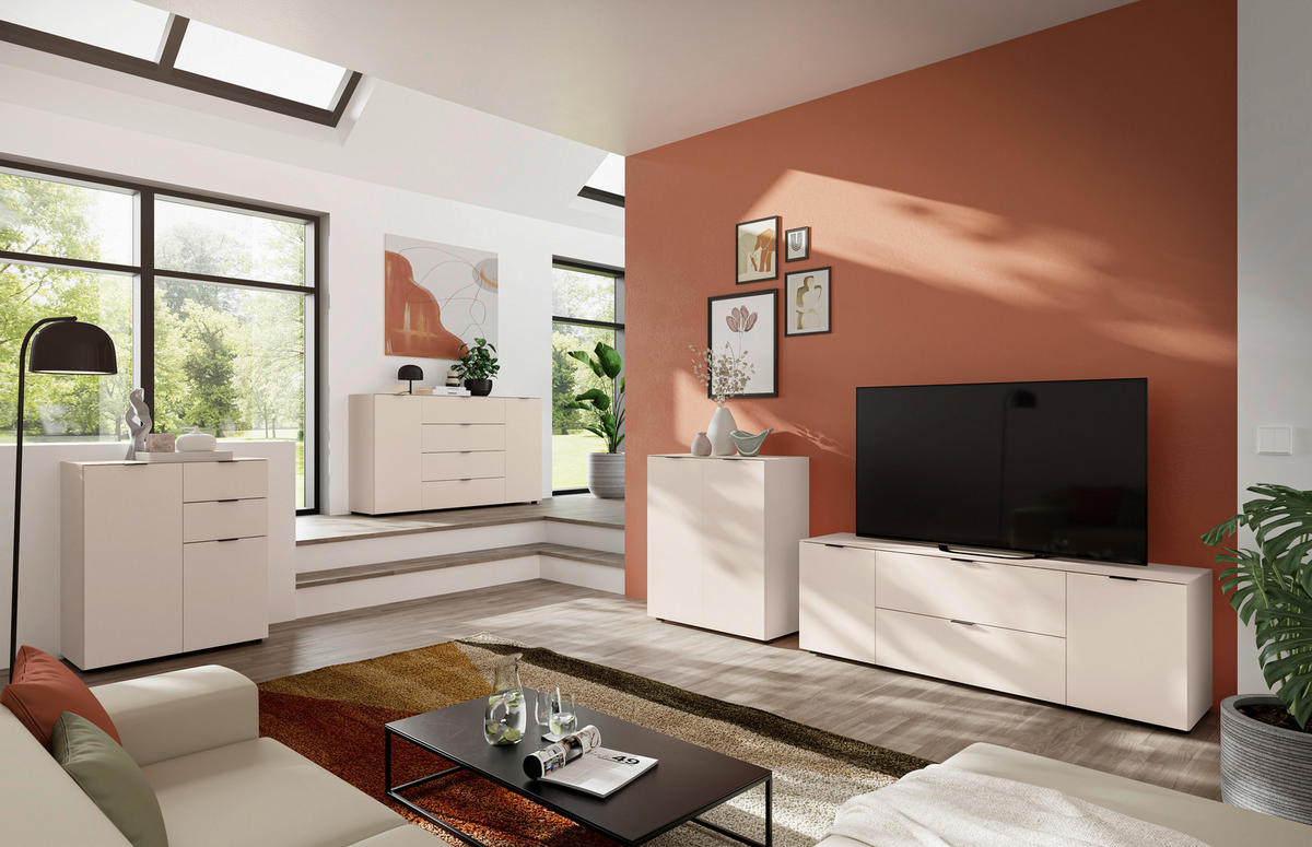 KOMMODE , 80/93/40 cm,  - Kaschmir/Schwarz, Basics, Glas/Holzwerkstoff (80/93/40cm) - Novel