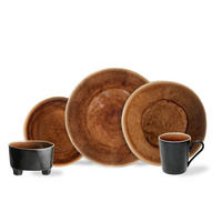 KOMBISERVICE Schwarz, Cognac RIVIERA 30-teilig 6 Personen  - Cognac/Schwarz, Basics, Keramik - Costa Nova