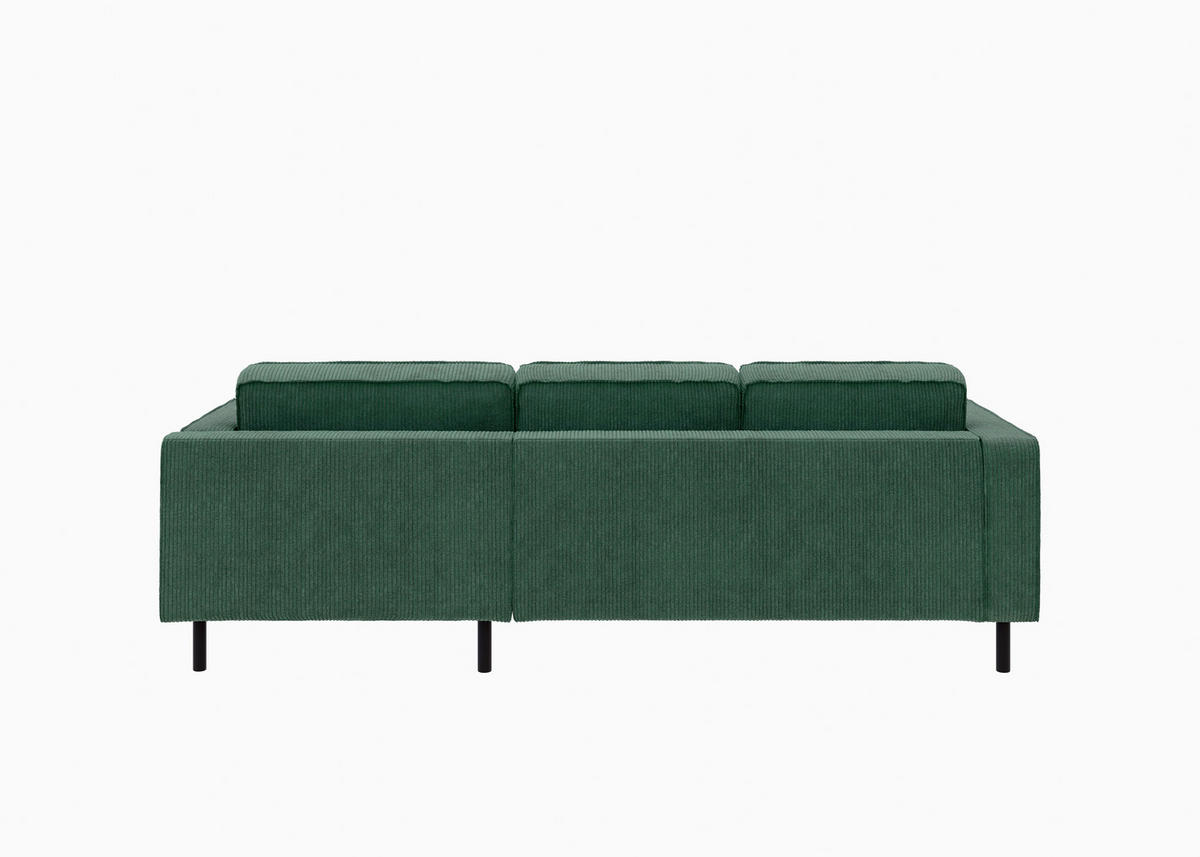 ECKSCHLAFSOFA WATKINS  mit Schlafen auf Sitzhöhe, Rücken echt, Armteil links, Armteil rechts Cord Dunkelgrün  - Dunkelgrün/Schwarz, MODERN, Textil/Metall (232/161cm) - Trendmanufaktur