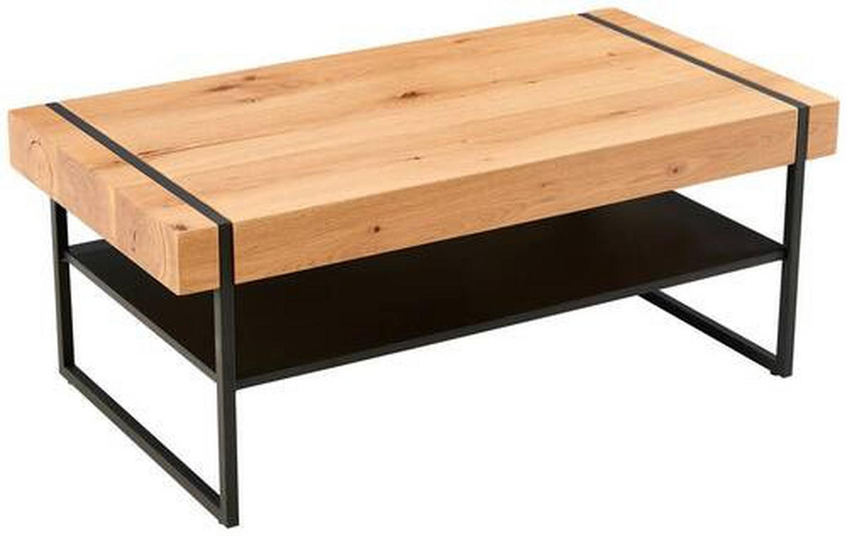 KLUBSKA MIZA, naravne barve, črna  - črna/naravne barve, Design, kovina/les (110/45/59cm) - Livetastic