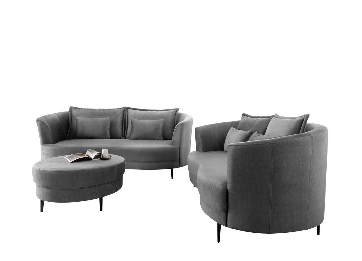 HOCKER Velours Grau  - Schwarz/Grau, MODERN, Textil/Metall (80/43/80cm) - Livetastic