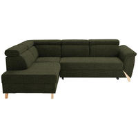 ECKSOFA in Struktur Olivgrün  200/265 cm  - Naturfarben/Olivgrün, KONVENTIONELL, Holz/Textil (200/265cm) - Stylife