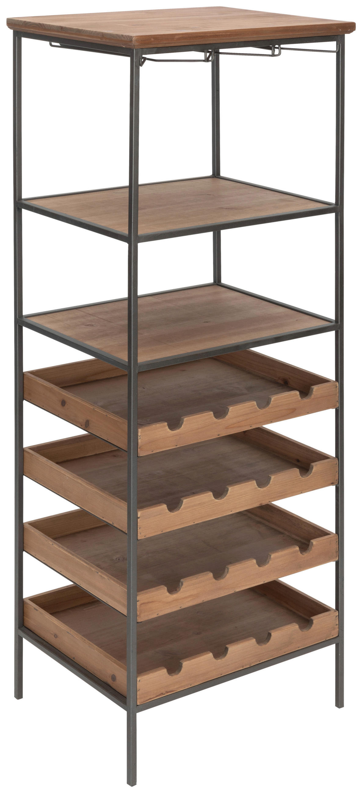 WEINREGAL  - Schwarz/Naturfarben, LIFESTYLE, Holz/Metall (51/137/39cm) - Livetastic