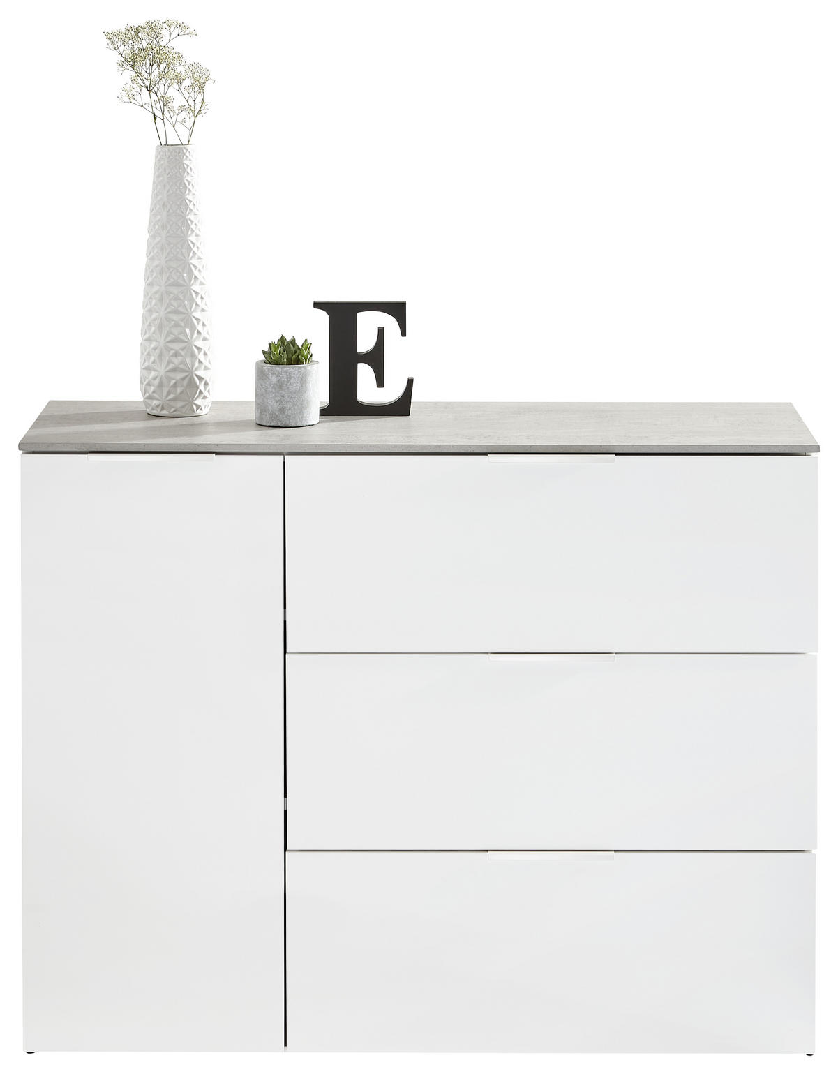 KOMODA, sivá, biela, 120,1/93,50/45 cm - sivá/biela, Design, kov/kompozitné drevo (120,1/93,50/45cm) - Carryhome