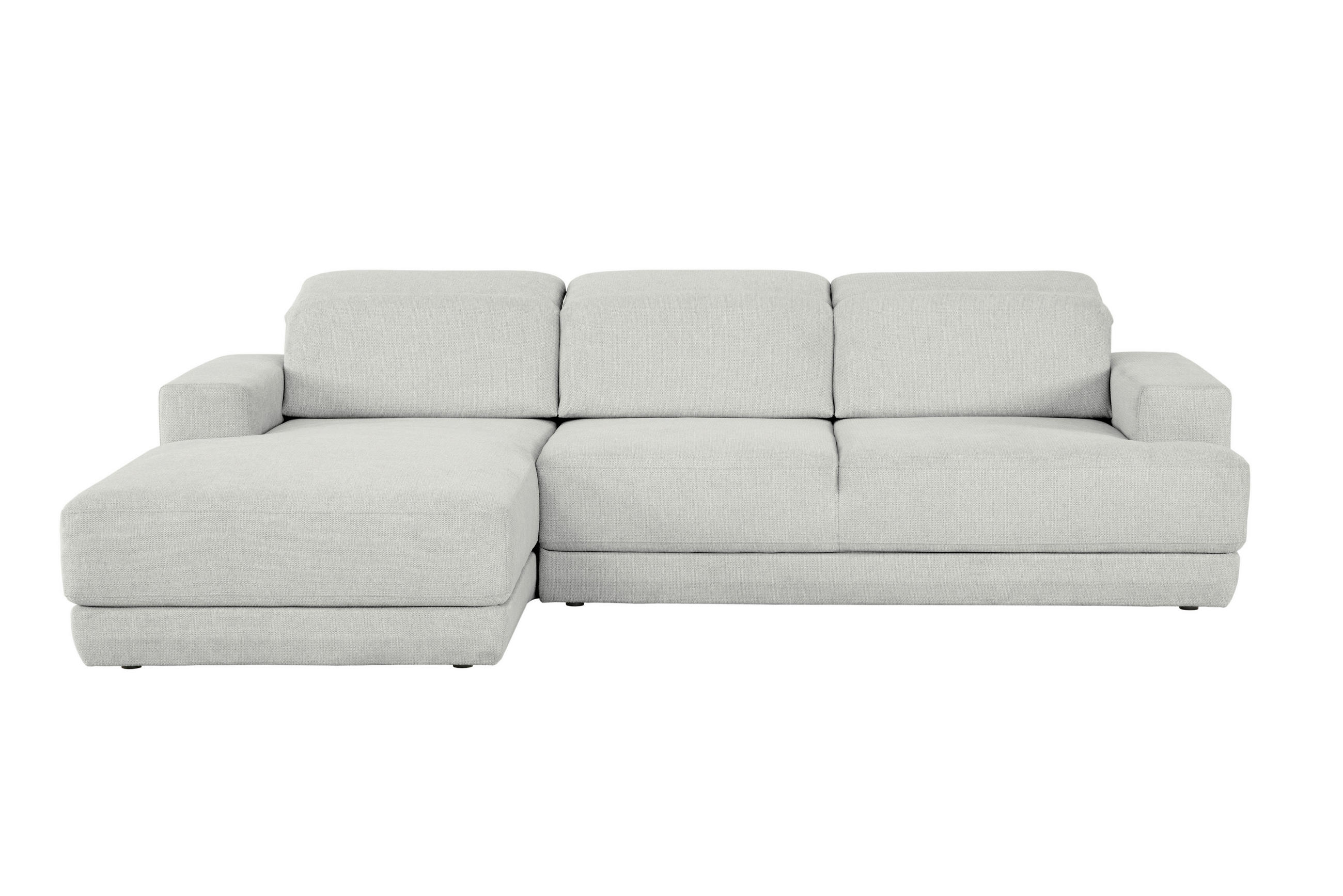 ECKSOFA Hellgrau Webstoff  - Hellgrau/Schwarz, Design, Kunststoff/Textil (204/293cm) - MID.YOU