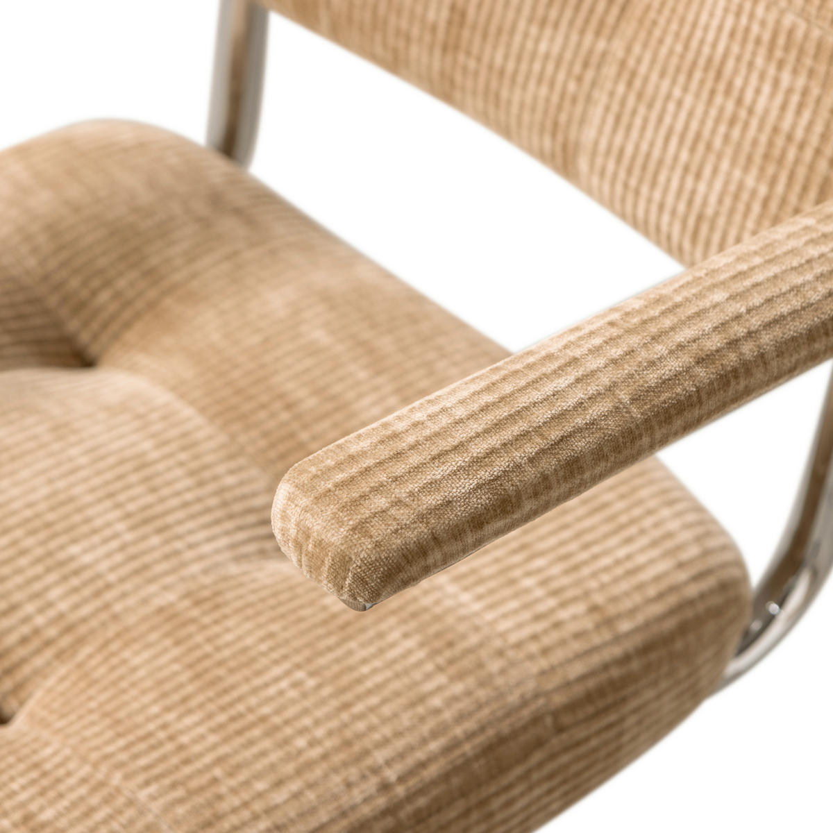 DREHSTUHL  in gerippt Sandfarben  - Sandfarben/Chromfarben, MODERN, Kunststoff/Textil (54/87/60cm) - Livetastic