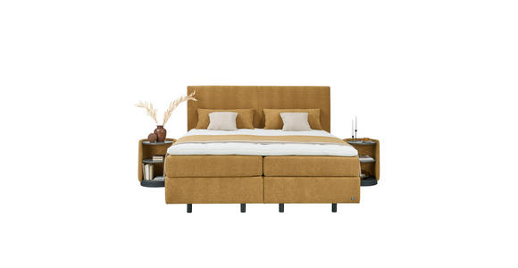 BOXSPRINGBETT 180/200 cm  in Bernsteinfarben  - Bernsteinfarben/Schwarz, KONVENTIONELL, Holz/Holzwerkstoff (180/200cm) - Dieter Knoll