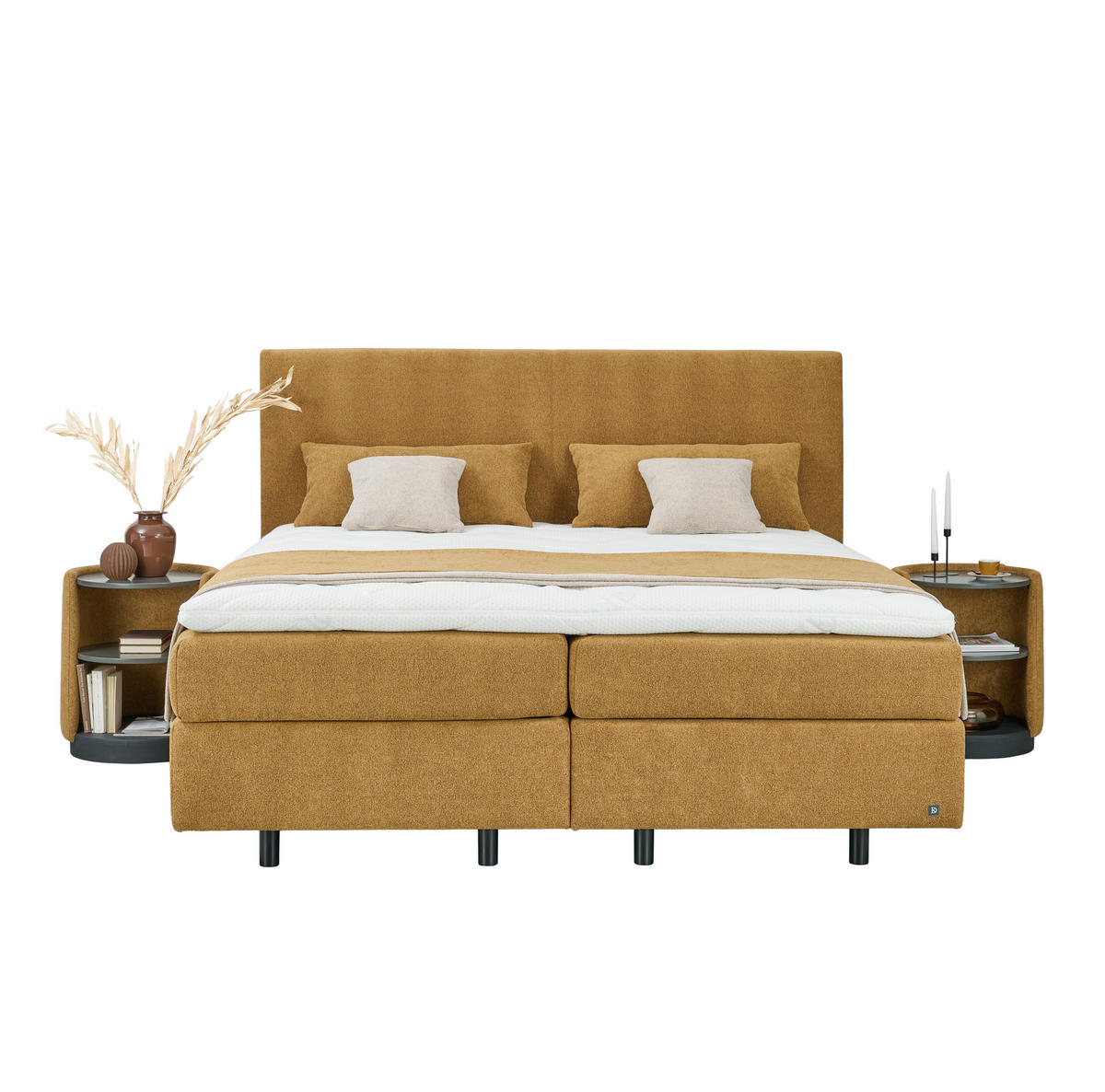 BOXSPRINGBETT 180/200 cm  in Bernsteinfarben  - Bernsteinfarben/Schwarz, KONVENTIONELL, Holz/Holzwerkstoff (180/200cm) - Dieter Knoll