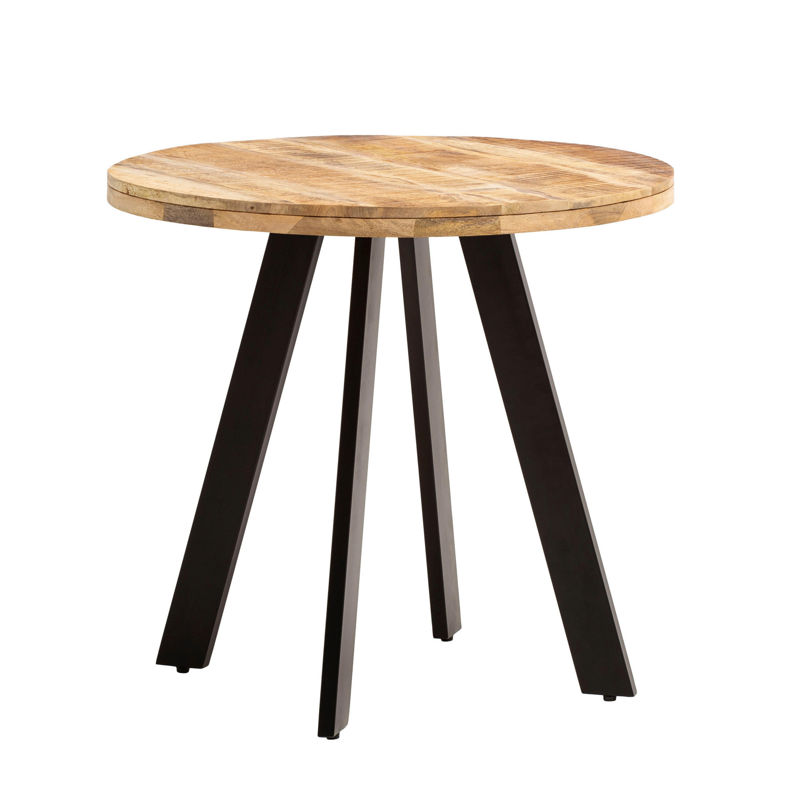 MATBORD 80/80/75 cm massivt trä  trä rund brun  - brun/svart, Design, metall/trä (80/80/75cm) - MID.YOU