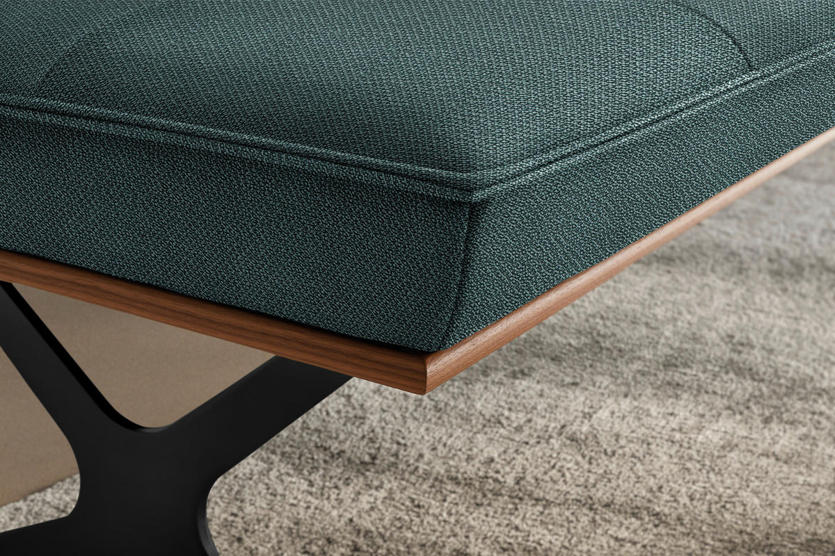 SITZBANK in Holz, Textil Schwarz, Nussbaumfarben, Petrol  - Nussbaumfarben/Petrol, Design, Holz/Textil (194/88/66cm) - Koinor