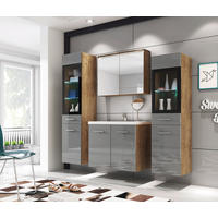 BADEZIMMER 5-teilig  in 120 cm  - Kastanienfarben/Weiss, Basics, Glas/Holzwerkstoff (120cm) - P & B