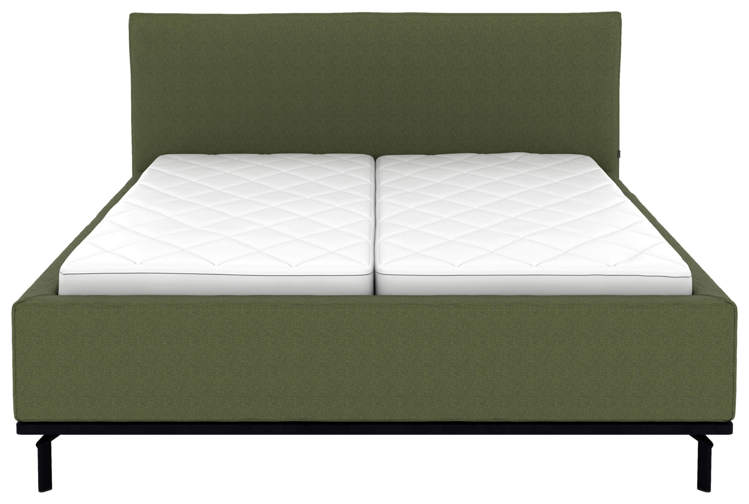 Thumbnail - Musterring Polsterbett, Dunkelgrün, Textil, Birke, Buche, massiv, H2, Höhe ca. 20 cm, 180x200 cm, atmungsaktiv,Bettkaste...