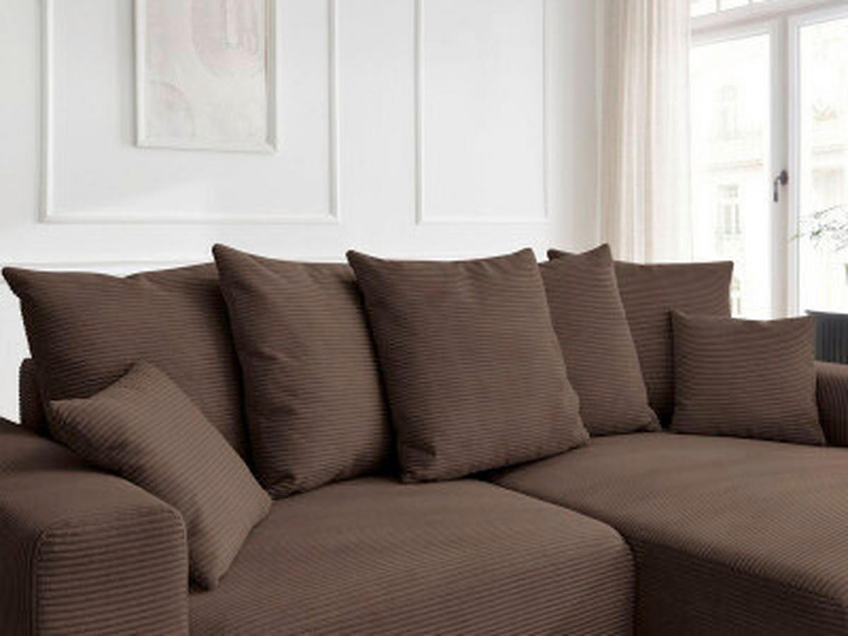 ECKSOFA Ottomane rechts  ATILLA Taupe Cord  - Taupe/Schwarz, MODERN, Kunststoff/Textil (244/149cm)