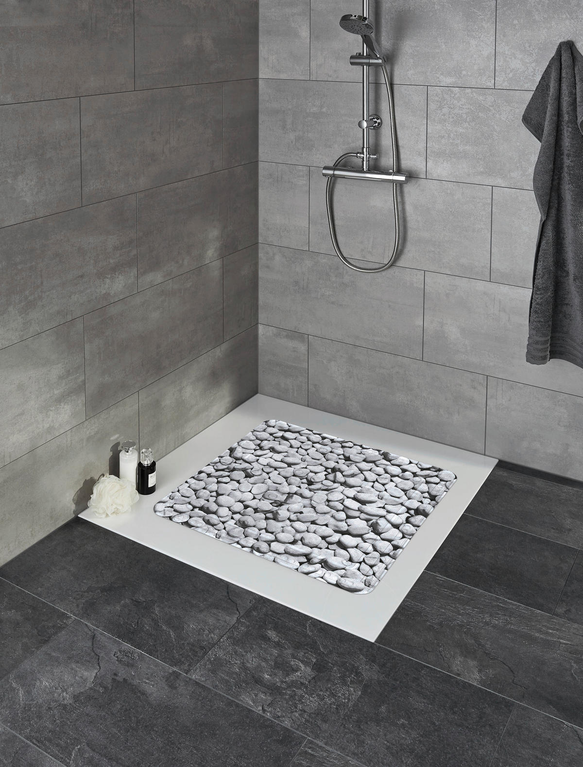 DUSCHEINLAGE Kunststoff  - Grau, Basics, Kunststoff (55/55cm) - Kleine Wolke