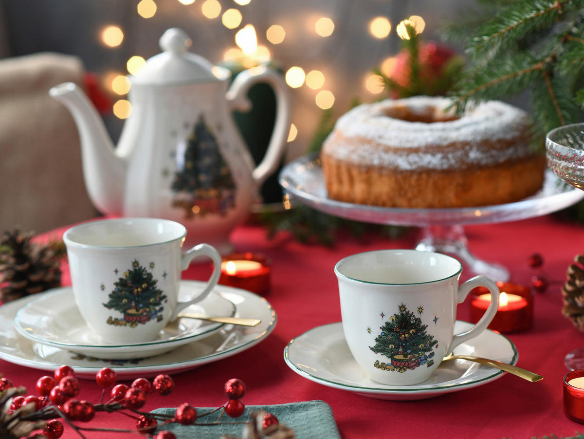 KAFFEESERVICE Tannenbaum bunt 18-teilig  - Multicolor/Weiß, Basics, Keramik - Creatable