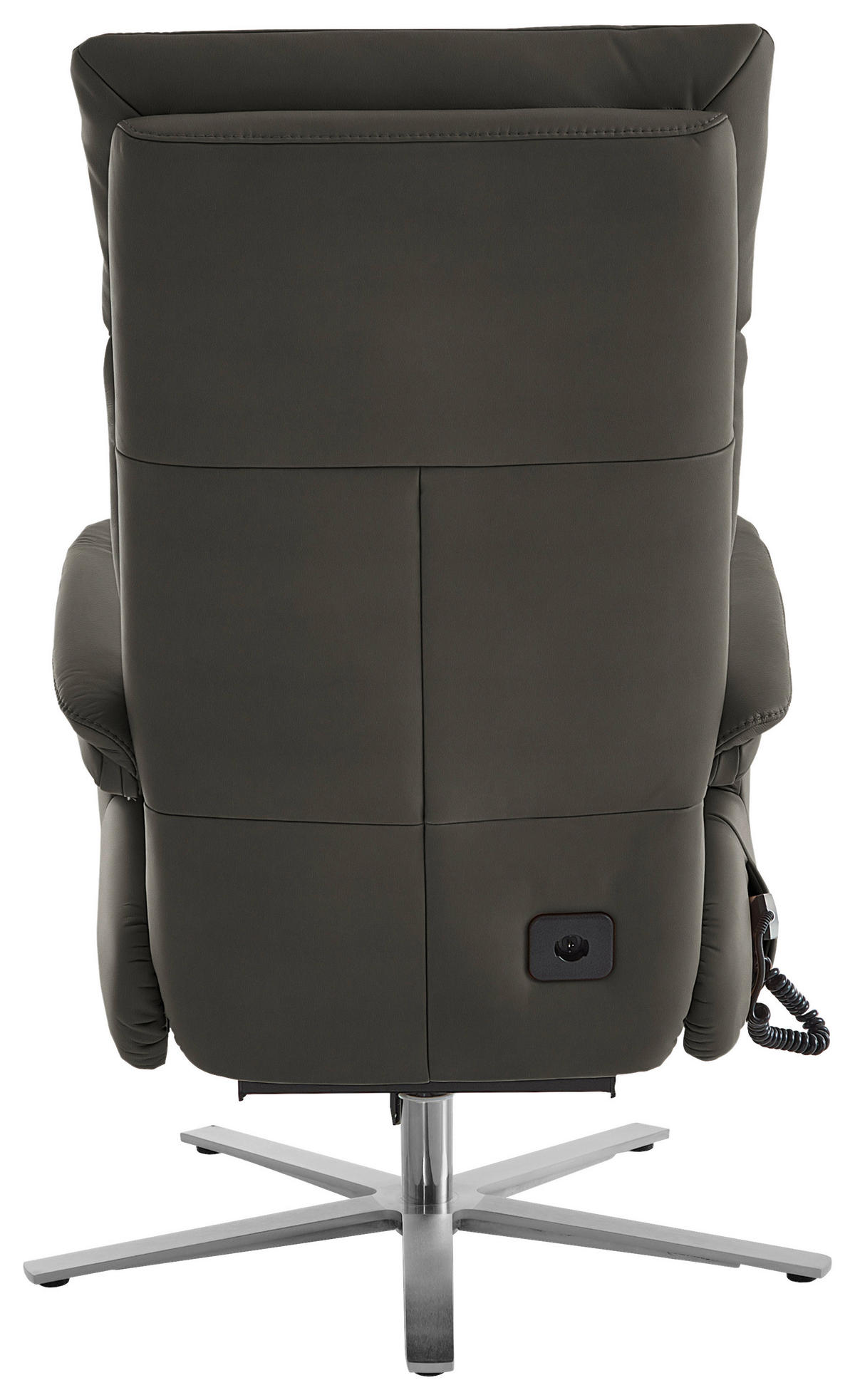RELAXSESSEL in Leder Grau  - Edelstahlfarben/Grau, Design, Leder/Metall (70/124/85cm) - Cantus