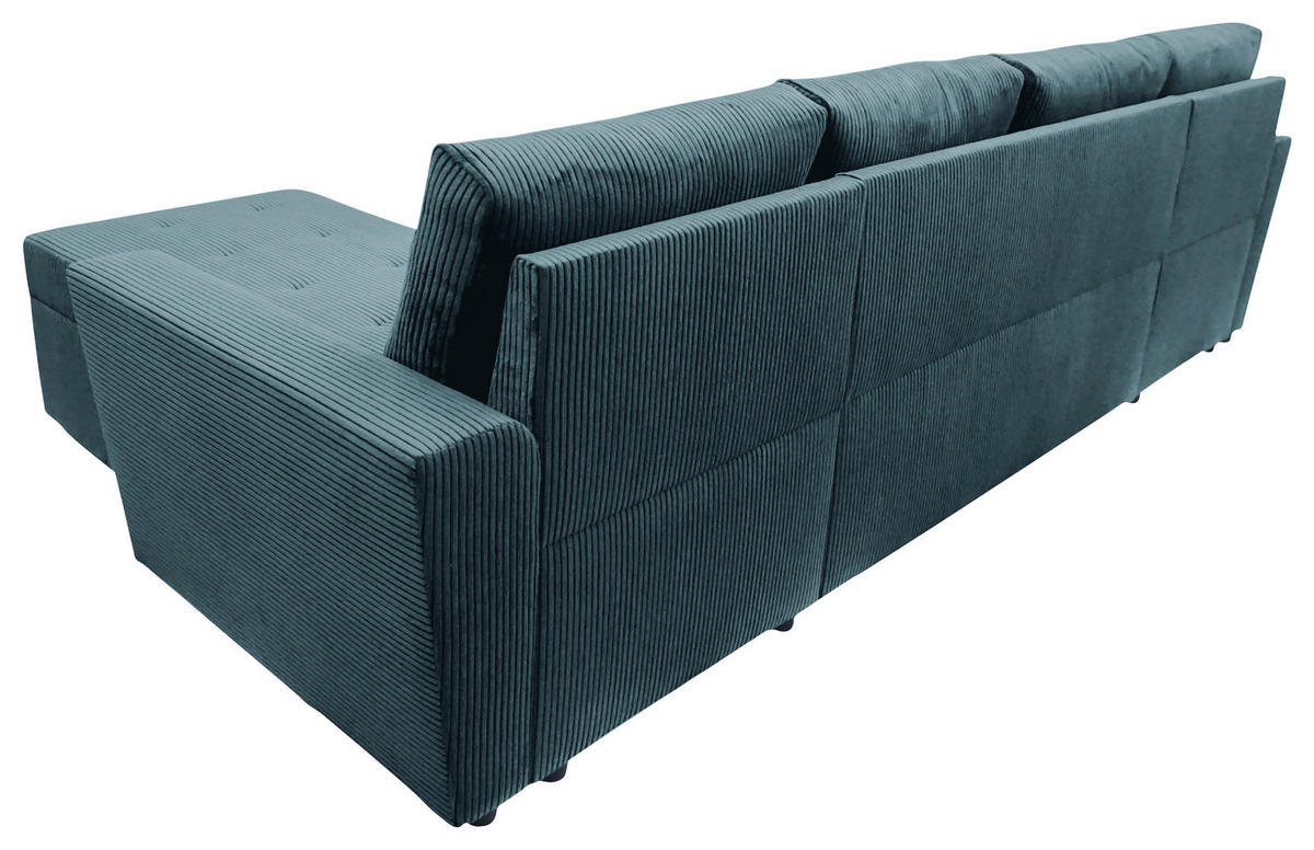 WOHNLANDSCHAFT TERMOLI in Cord Hellblau  - Schwarz/Hellblau, Design, Kunststoff/Textil (155/296/155cm) - MID.YOU