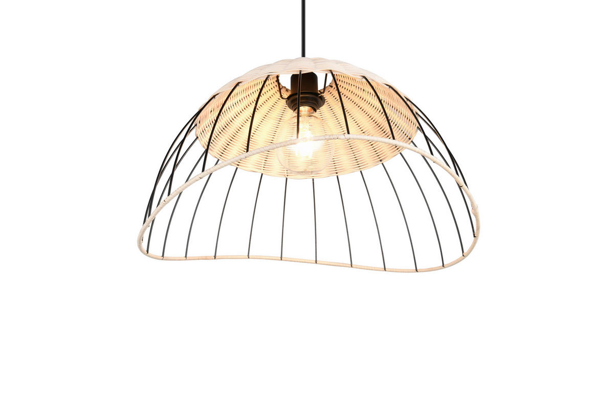 HÄNGELEUCHTE 48/150 cm    - Schwarz/Naturfarben, Design, Holz/Metall (48/150cm)