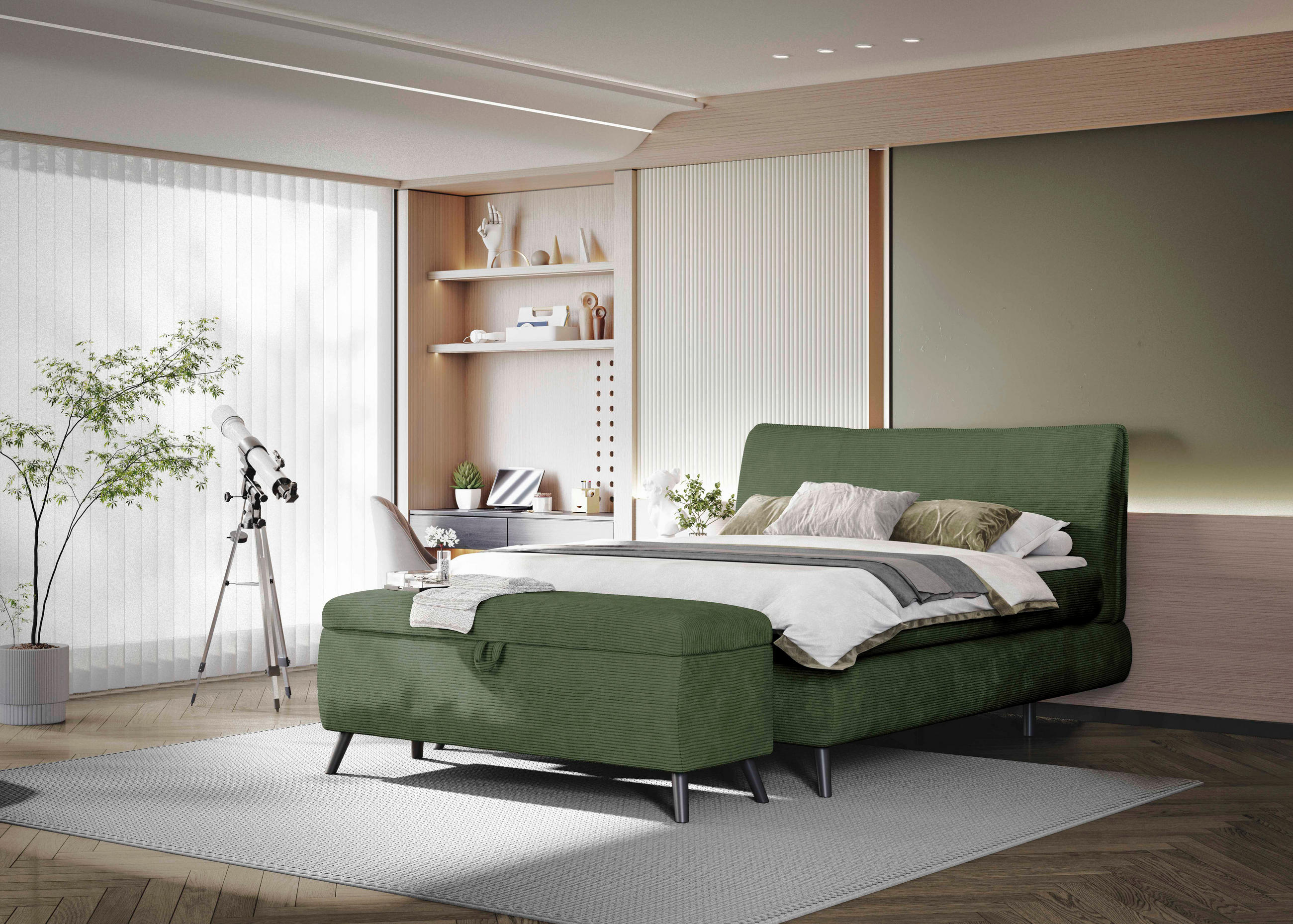 BOXSPRINGBETT 180/200 cm  in Grün  - Schwarz/Grün, Trend, Holz/Textil (180/200cm) - Esposa