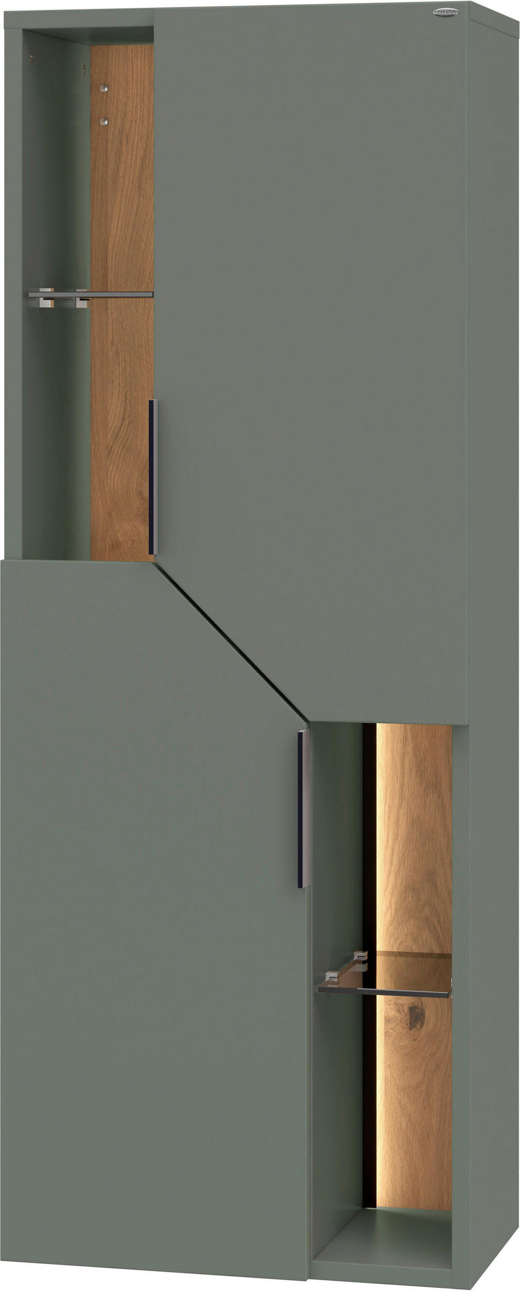 MIDISCHRANK 47/128/35 cm  - Eichefarben/Schwarz, LIFESTYLE, Glas/Holz (47/128/35cm) - Voglauer