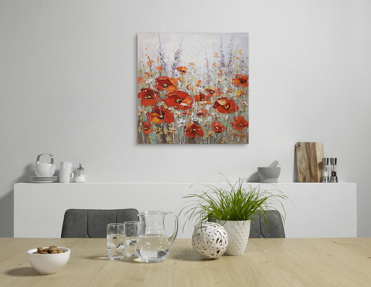 ÖLGEMÄLDE Blumen 100/100 cm  - Multicolor, LIFESTYLE, Holz/Textil (100/100cm) - Monee