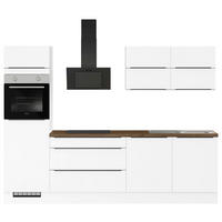 KÜCHENLEERBLOCK 280 cm   in Weiß  - Eiche dunkel/Schwarz, Design, Holzwerkstoff/Metall (280cm) - Impuls