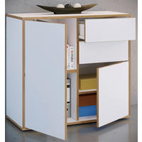BYRÅ 79/74/33 cm  - vit/honungsek, Design, trämaterial/plast (79/74/33cm) - MID.YOU