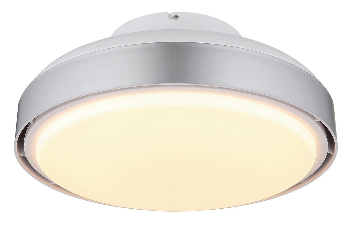 Deckenleuchte mit Ventilator CARNEY 45/20 cm   - Silberfarben/Opal, Basics, Kunststoff (45/20cm) - Globo