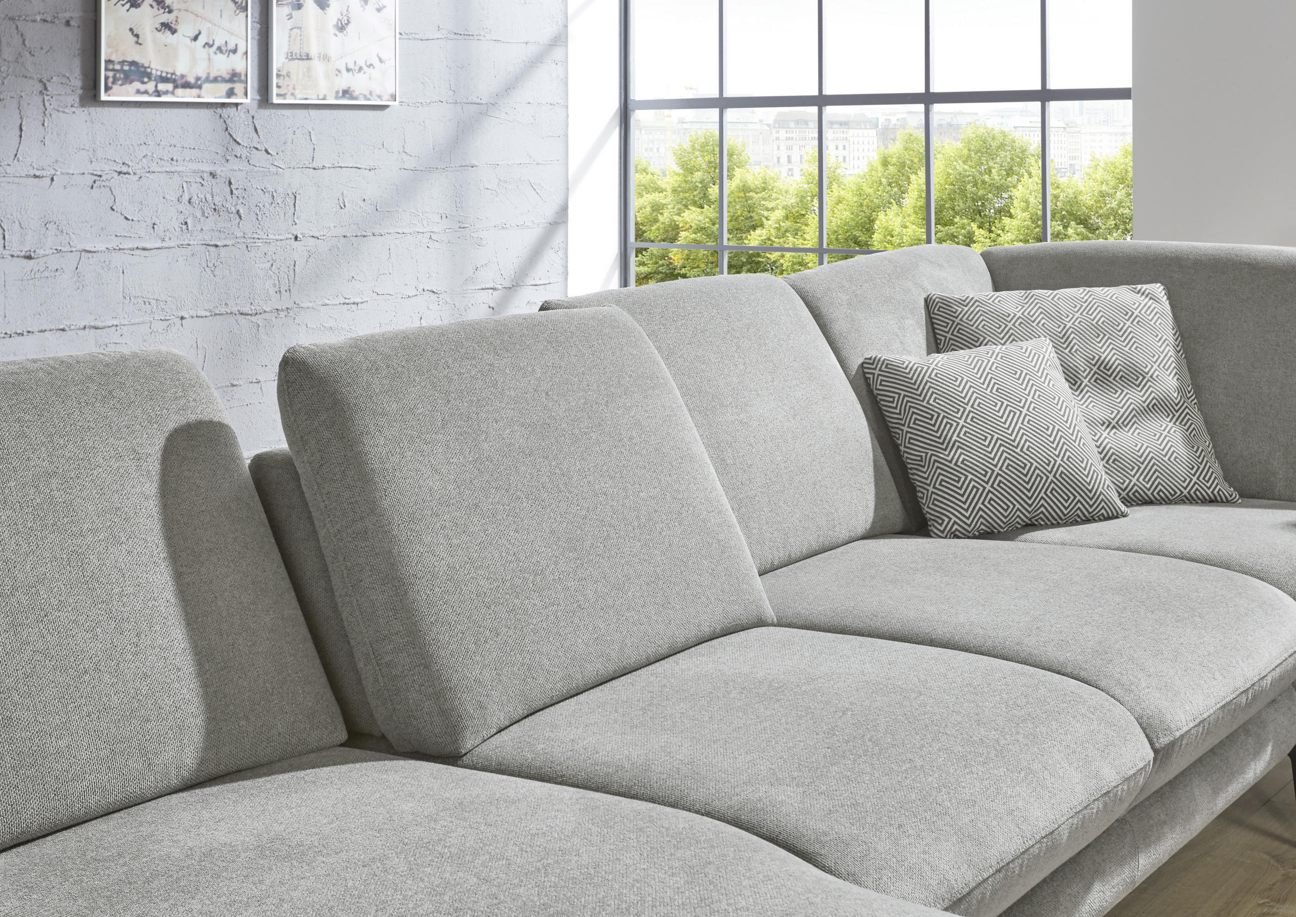 Thumbnail - Dieter Knoll Wohnlandschaft Arzona, Grau, Textil, 5-Sitzer, Füllung: Kaltschaum, U-Form, 344x208 cm, Fußauswahl, Stoffau...