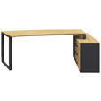 ECKSCHREIBTISCH  in Anthrazit, Hickory  - Anthrazit/Alufarben, Design, Holzwerkstoff/Metall (160/200cm) - Moderano