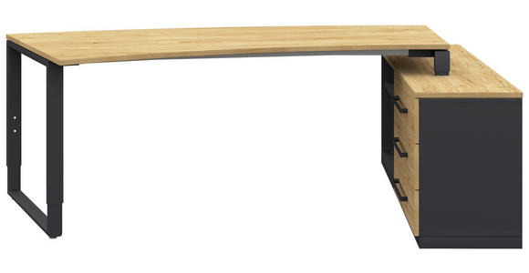 ECKSCHREIBTISCH in Anthrazit, Hickory - Anthrazit/Alufarben, Design, Holzwerkstoff/Metall (160/200cm) - Moderano