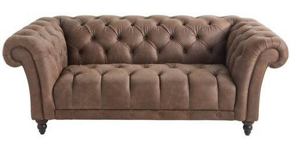 CHESTERFIELD-SOFA Dunkelbraun Echtleder  - Dunkelbraun, LIFESTYLE, Leder/Holz (200/74/101cm) - Landscape