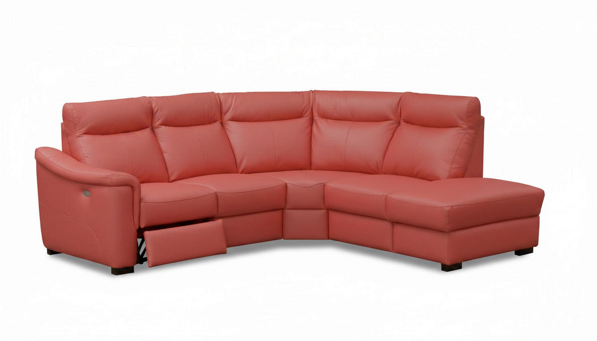 ECKSOFA Echtleder Rot  - Wengefarben/Rot, Design, Leder/Holz (260/229cm) - Livetastic