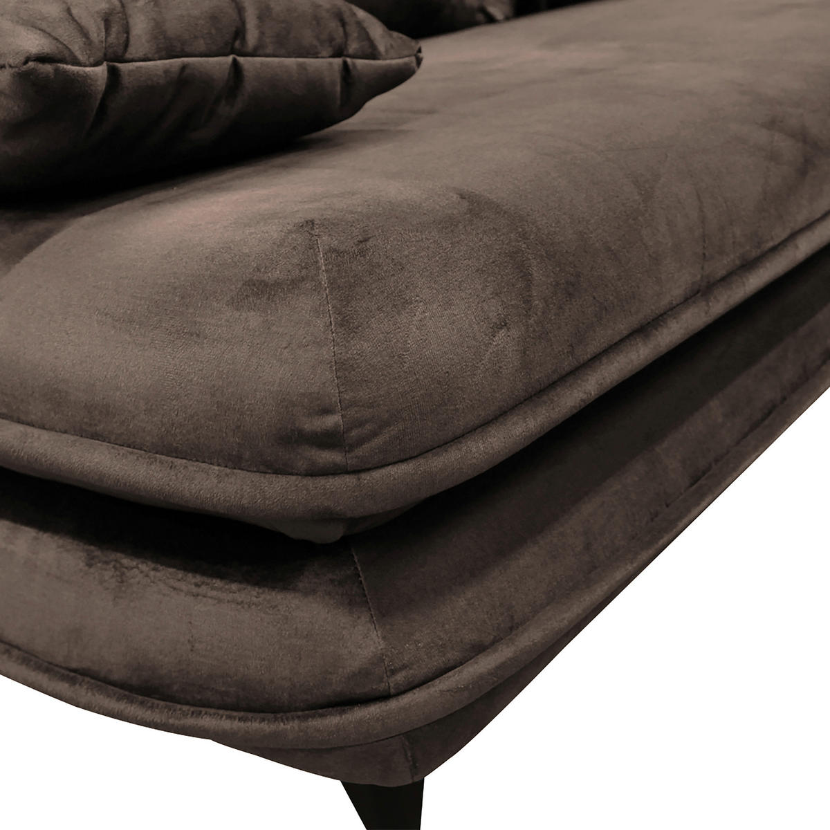 SCHLAFSOFA Velours Braun  - Schwarz/Braun, Design, Kunststoff/Textil (217/73/86/106cm) - MID.YOU