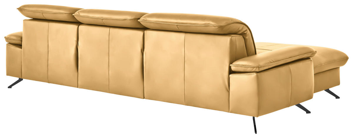 ECKSOFA  Echtleder Gelb  - Gelb/Schwarz, Design, Leder/Metall (169/307cm) - Beldomo Premium