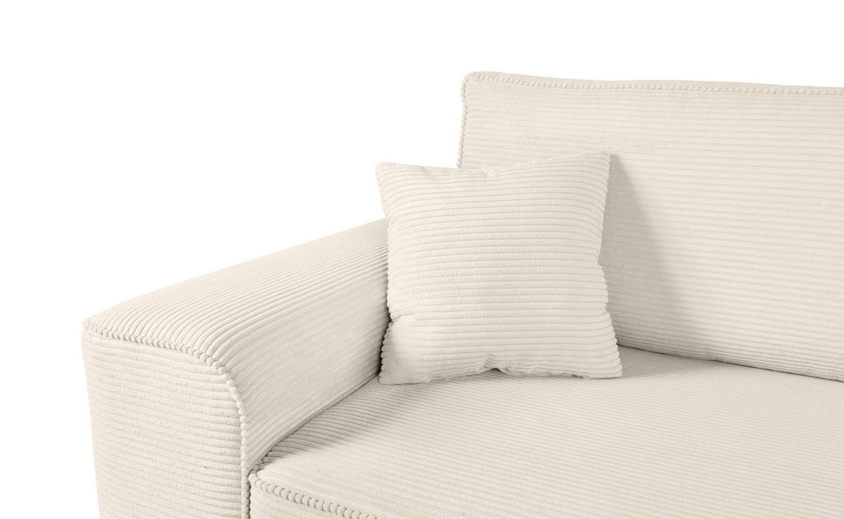 SCHLAFSOFA  mit Rücken echt, Armteil links, Armteil rechts Cord Creme  - Creme/Schwarz, Design, Kunststoff/Textil (261/95/108cm) - Xora