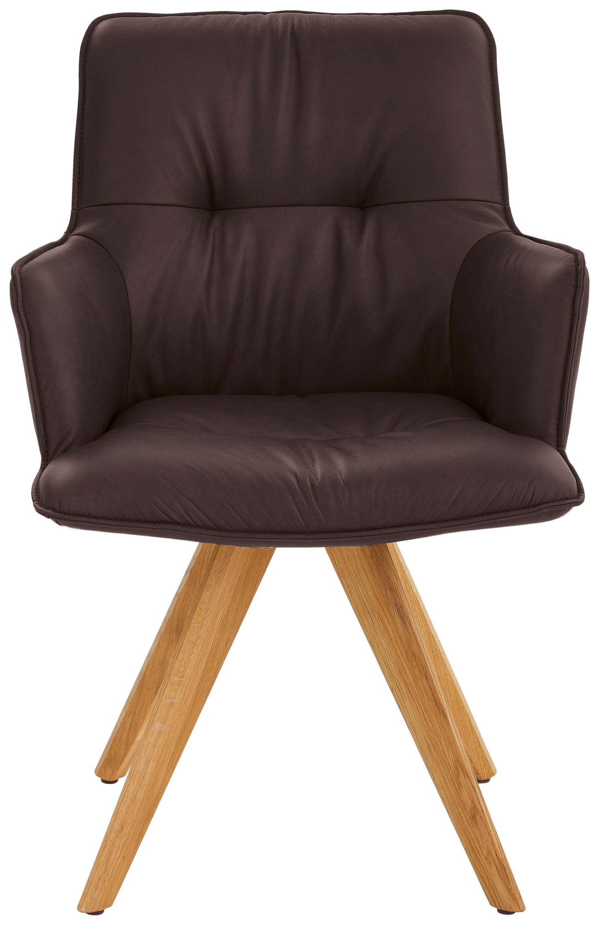 ARMLEHNSTUHL  in Echtleder pigmentiert  - Eichefarben/Dunkelbraun, Design, Leder/Holz (59/89/63cm) - Dieter Knoll