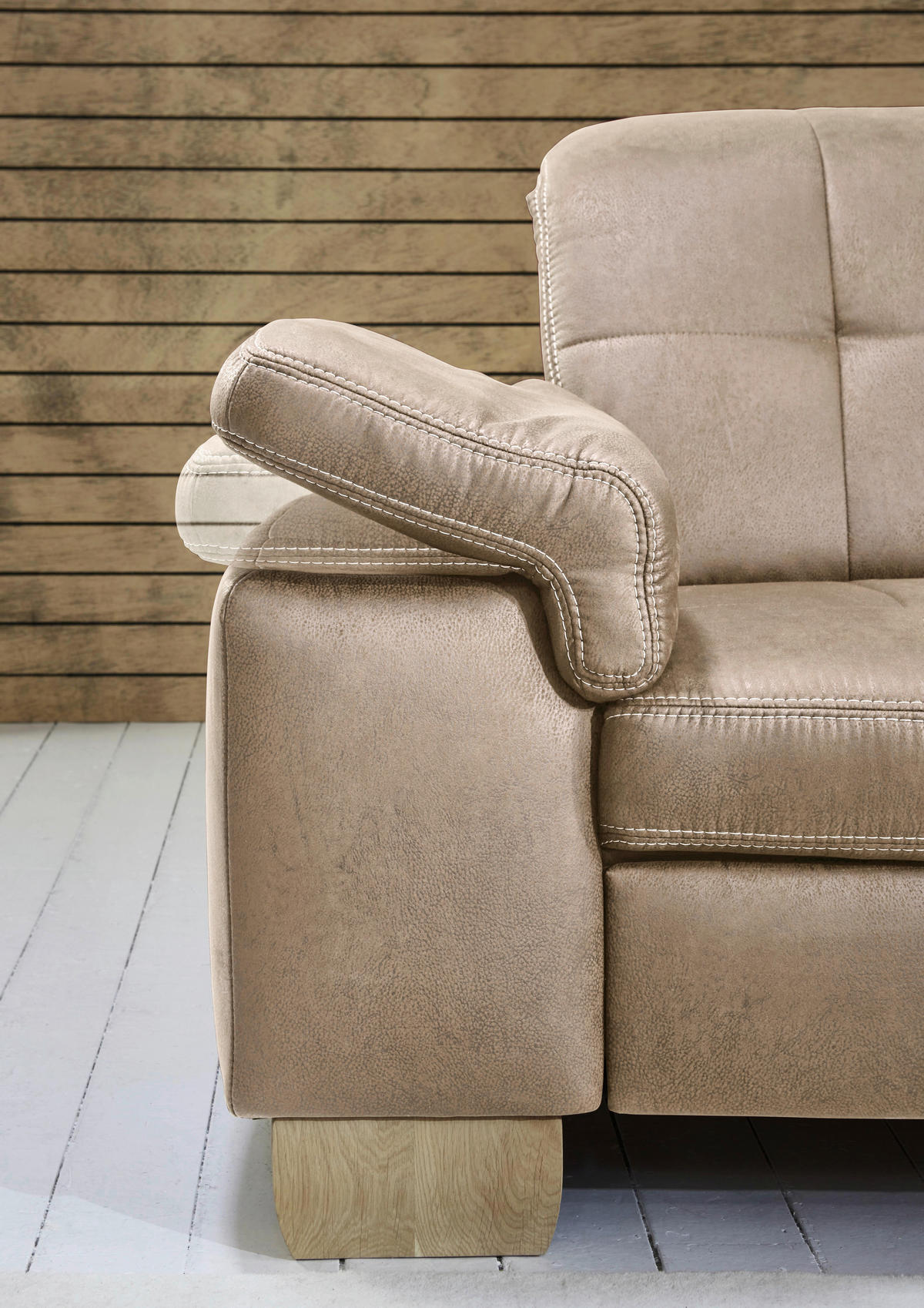 ECKSOFA Beige Mikrofaser  - Beige, KONVENTIONELL, Holz/Textil (299/243cm) - Carryhome