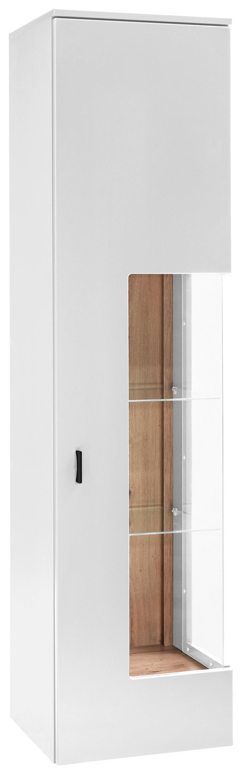 VITRINE Weiss  45,1/178,8/42 cm  - Weiss/Schwarz, Design, Glas/Holzwerkstoff (45,1/178,8/42cm) - Stylife