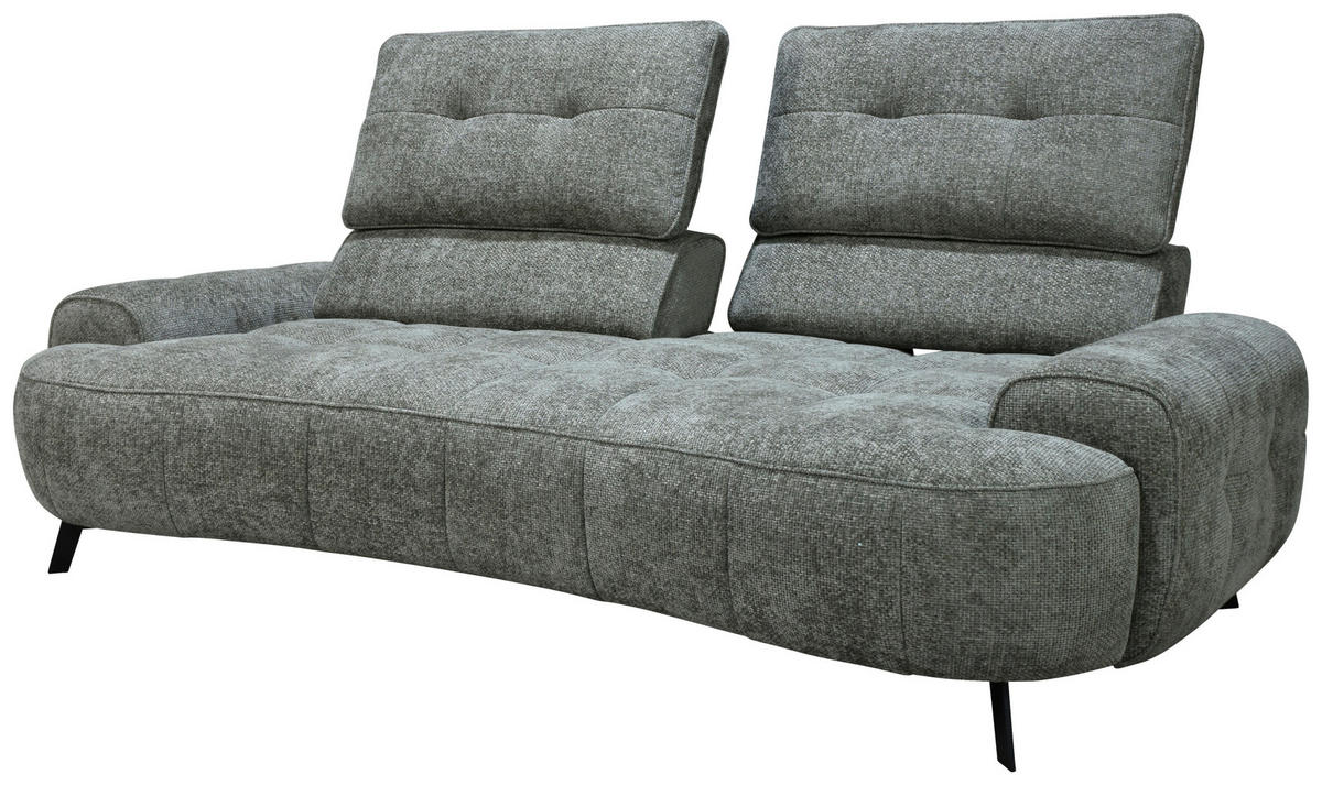 2-SITZER-SOFA Chenille Grau  - Schwarz/Grau, Design, Kunststoff/Textil (230/84/104/111/122cm) - Livetastic